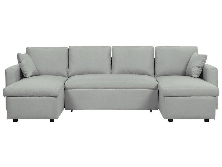 Fabric Corner Sofa Bed with Storage Light Grey SOMMEN _723163