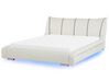 Kožená posteľ  LED 180 x 200 cm biela NANTES_796168