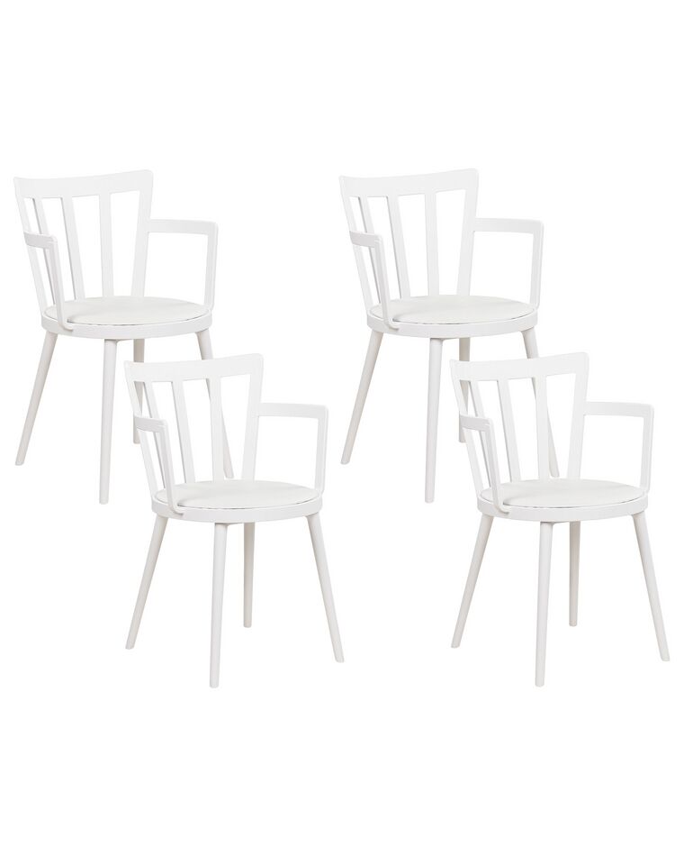 Conjunto de 4 sillas de comedor de plástico blancas MORILL_876334