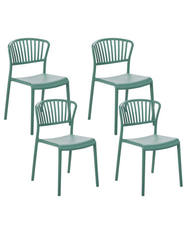 Set of 4 Plastic Dining Chairs Green GELA