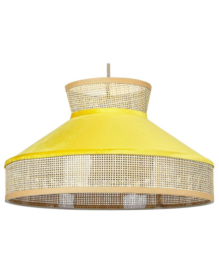 Lampe suspension en rotin jaune et naturel BATALI_836947