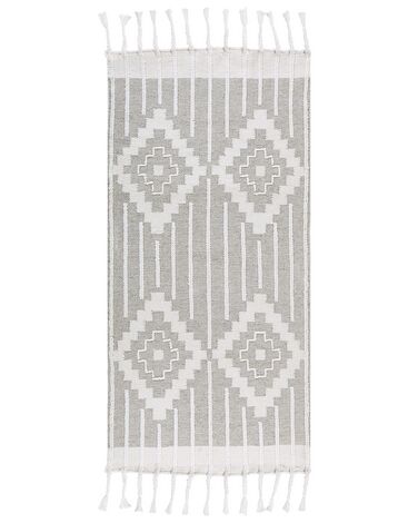 Outdoor Teppich grau / weiß 80 x 150 cm orientalisches Muster Kurzflor TABIAT