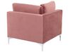 Sofá em U 6 lugares em veludo rosa com repousa-pés EVJA_858769