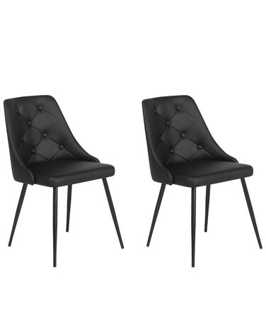 Lot de 2 chaises en simili-cuir noir VALERIE