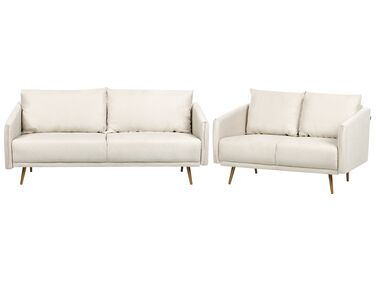 Sofa Set Polyester beige 5-Sitzer mit goldenen Beinen MAURA