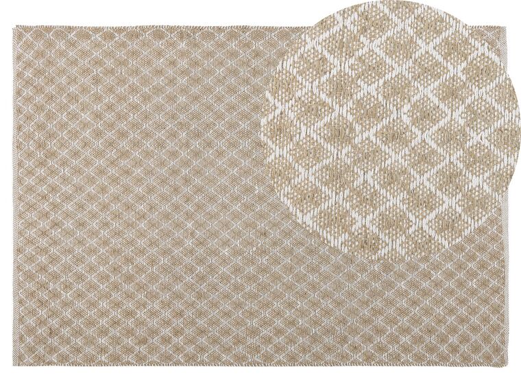 Teppich beige 140 x 200 cm kariertes Muster Kurzflor AKBEZ_808803