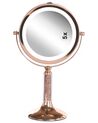Miroir de maquillage éclairage LED ø 18 cm rose doré BAIXAS_813682