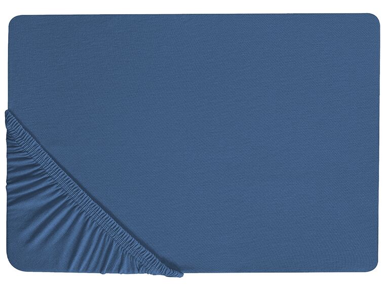 Cotton Fitted Sheet 90 x 200 cm Navy Blue JANBU_845239