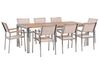 Table de jardin plateau bois eucalyptus 220 cm et 8 chaises beiges GROSSETO_768536