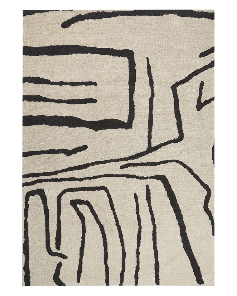 Teppich creme / schwarz 160 x 230 cm abstraktes Muster Kurzflor KOLPUR_885700