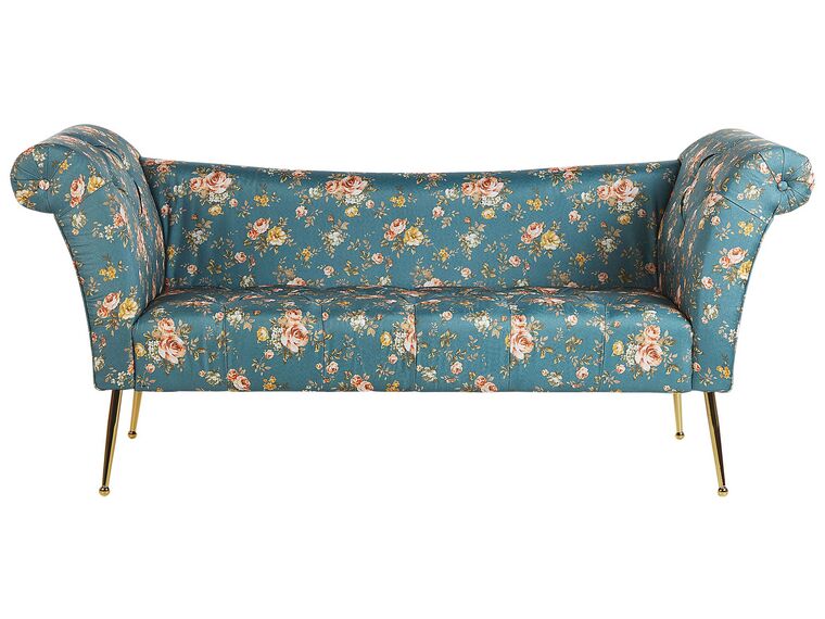 Chaise longue de terciopelo azul turquesa/dorado NANTILLY_782143