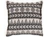 Set of 2 Cotton Cushions Geometric Pattern 45 x 45 cm Beige and Black HENTEPE_801752
