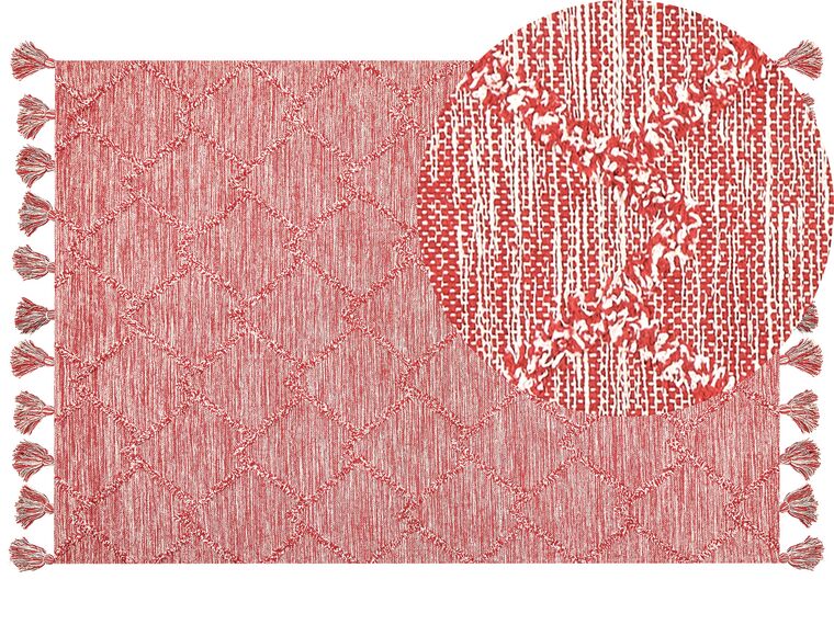 Tappeto cotone rosso e bianco 160 x 230 cm NIDGE_839486