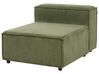 Left Hand 3 Seater Modular Jumbo Cord Corner Sofa with Ottoman Green APRICA_895392