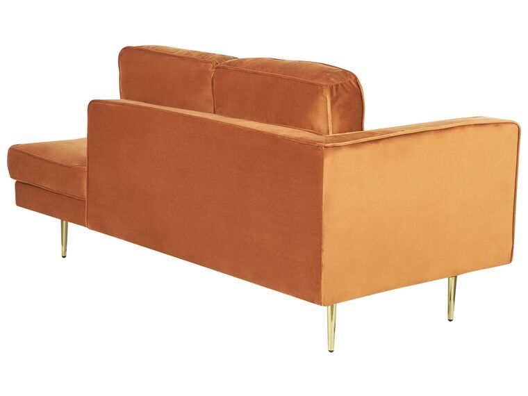 Left Hand Velvet Chaise Lounge Orange MIRAMAS Beliani.co.uk