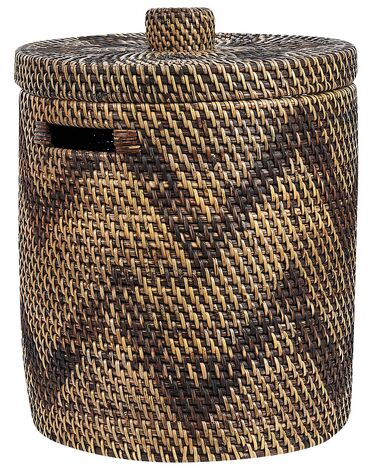 Korb mit Deckel Rattan naturfarben ⌀ 26 cm BOHOROK