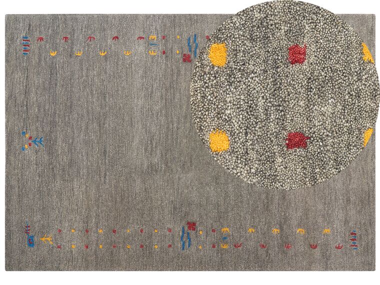 Gabbeh Teppich Wolle grau 160 x 230 cm Hochflor SEYMEN_856083