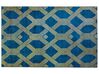 Teppich marineblau / gold 140 x 200 cm geometrisches Muster Kurzflor VEKSE_762344