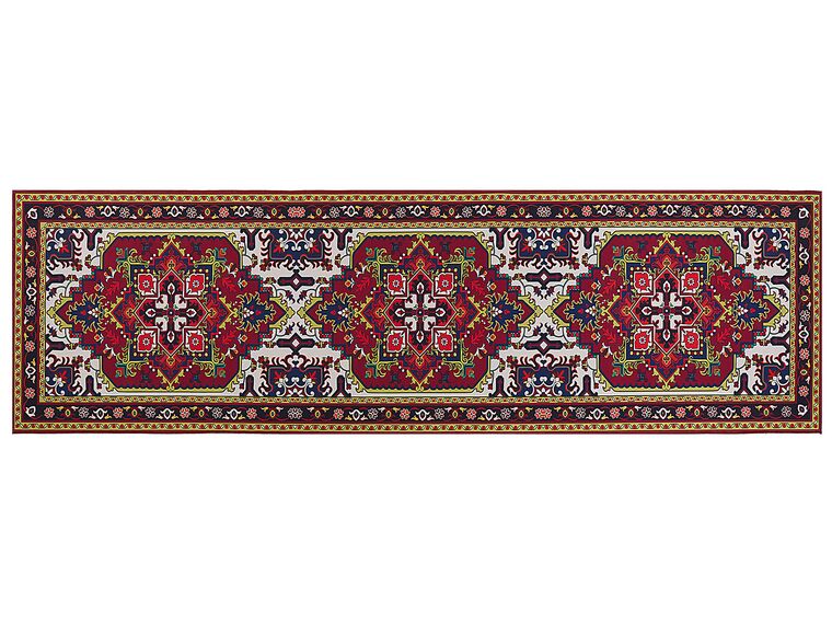 Teppich rot 60 x 200 cm orientalisches Muster Kurzflor COLACHEL_831654