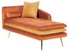 Chaise longue de terciopelo naranja/dorado GONESSE_856934