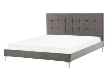 Zamatová posteľ 140 x 200 cm sivá AMBERT