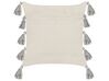 Tufted Cotton Cushion with Tassels 45 x 45 cm Beige and Grey HELICONIA_835077