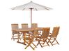 Gartenmöbel Set mit Sonnenschirm (12 Optionen) Akazienholz hellbraun 6-Sitzer MAUI_877713