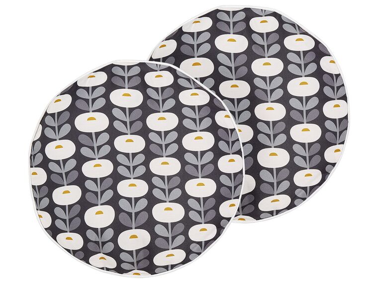 Set of 2 Outdoor Cushions Geometric Pattern ⌀ 40 cm Grey VALSORDA_882374