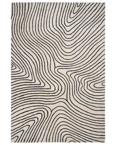 Teppich Viskose schwarz / weiß 200 x 300 cm geometrisches Muster Kurzflor RUMRA
