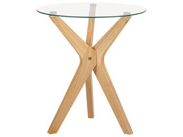 Glass Top Side Table Light Wood VALLEY