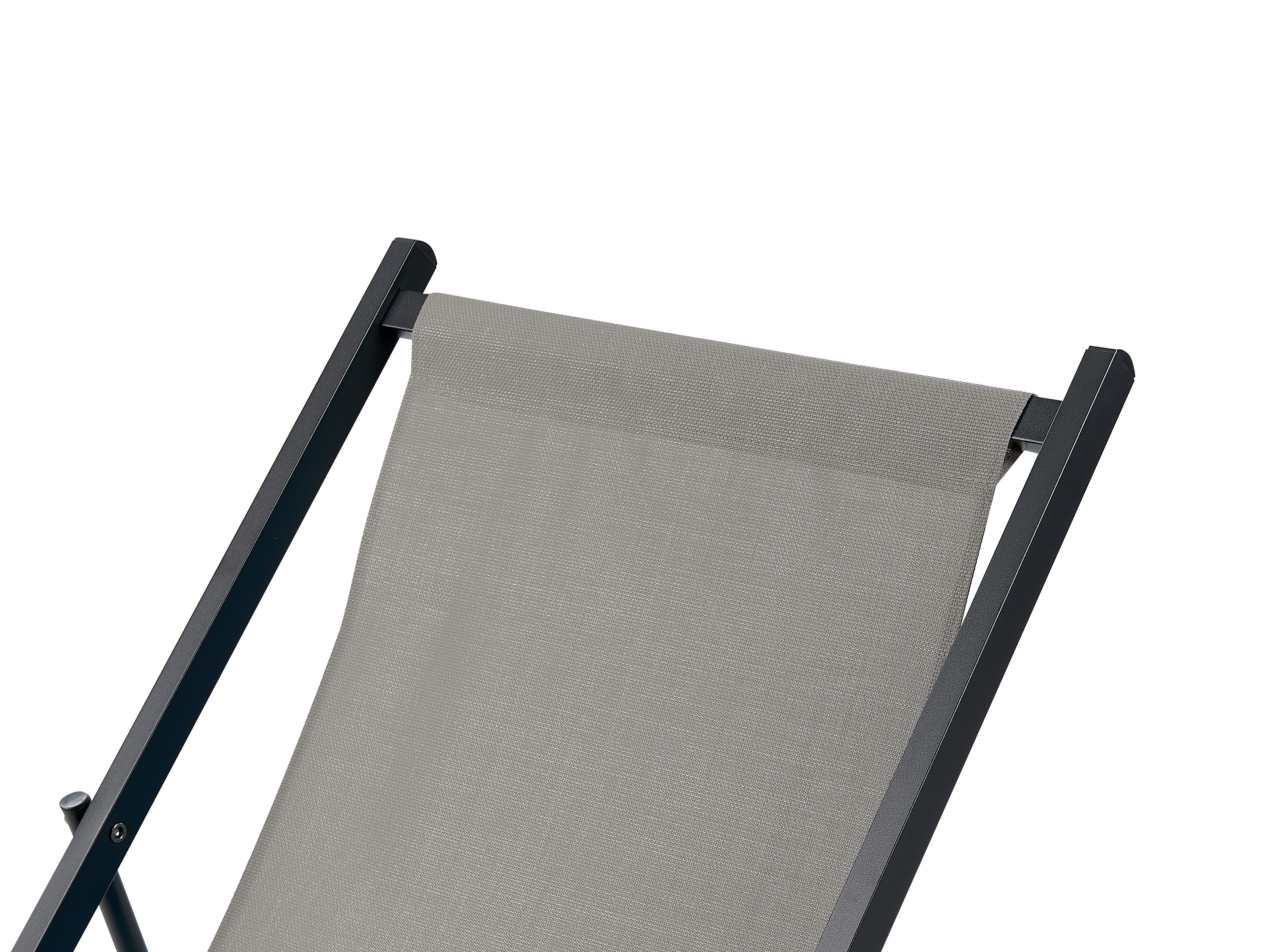 Liegestuhl Aluminium schwarz Textilbespannung grau LOCRI II Beliani.de