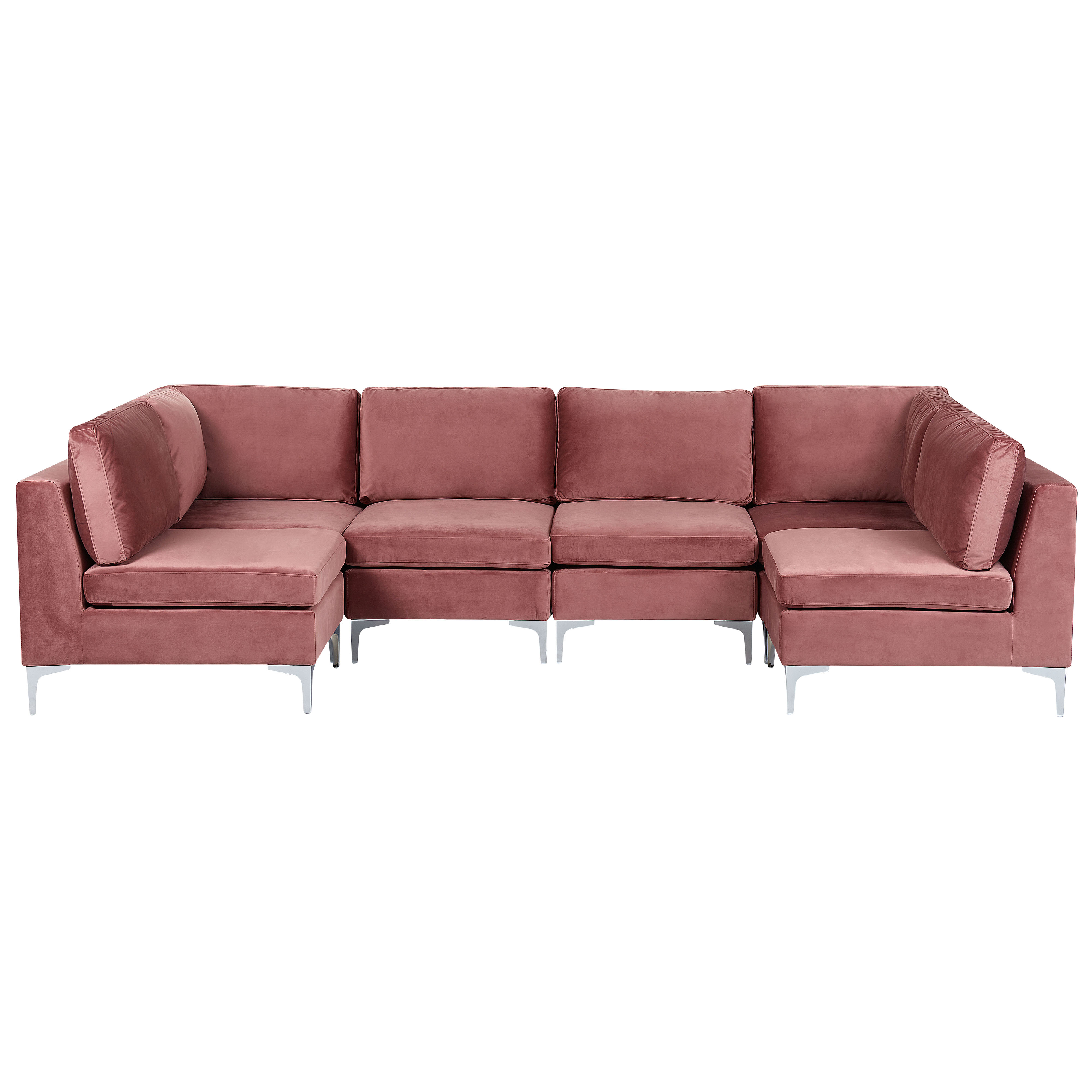6 Seater U Shaped Modular Velvet Sofa Pink EVJA Beliani.sk