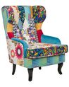 Fabric Wingback Chair Patchwork Blue MOLDE_884404
