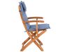 Zestaw ogrodowy drewniany stół i 8 krzeseł z poduszkami niebieskimi MAUI_755815
