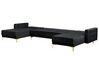5 Seater U-Shaped Modular Velvet Sofa Black ABERDEEN_857214