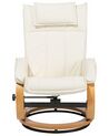 Faux Leather Recliner Chair with Footstool Beige MAJESTIC_697984