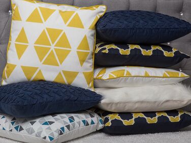 Set of 2 Cushions Geometric Pattern 45 x 45 cm Yellow PANSY
