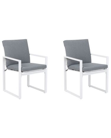 Conjunto de 2 cadeiras de jardim em alumínio cinzento e branco PANCOLE