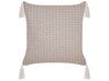 Set of 2 Cushions Geometric Pattern with Tassels 42 x 42 cm Taupe HAKONE_856361
