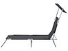 Steel Reclining Sun Lounger with Canopy Black FOLIGNO_810042