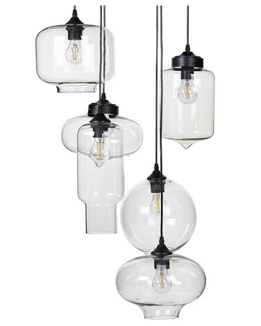 6 Light Glass Pendant Lamp Transparent BEMBOKA