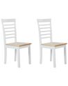 Conjunto de 2 cadeiras de jantar em madeira castanha clara e branca BATTERSBY_785907
