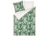 Cotton Sateen Duvet Cover Set Leaf Pattern 155 x 220 cm White and Green GREENWOOD_811436