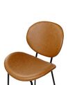 Conjunto de 2 sillas de bar de piel sintética marrón dorado LUANA_886371