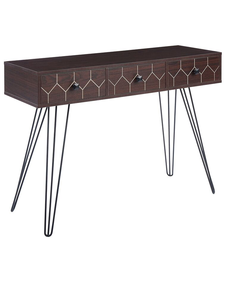 3 Drawer Console Table Dark Wood with Black MALSALA_844698