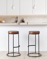 Set of 2 Faux Leather Bar Stools Brown MILROY_913982
