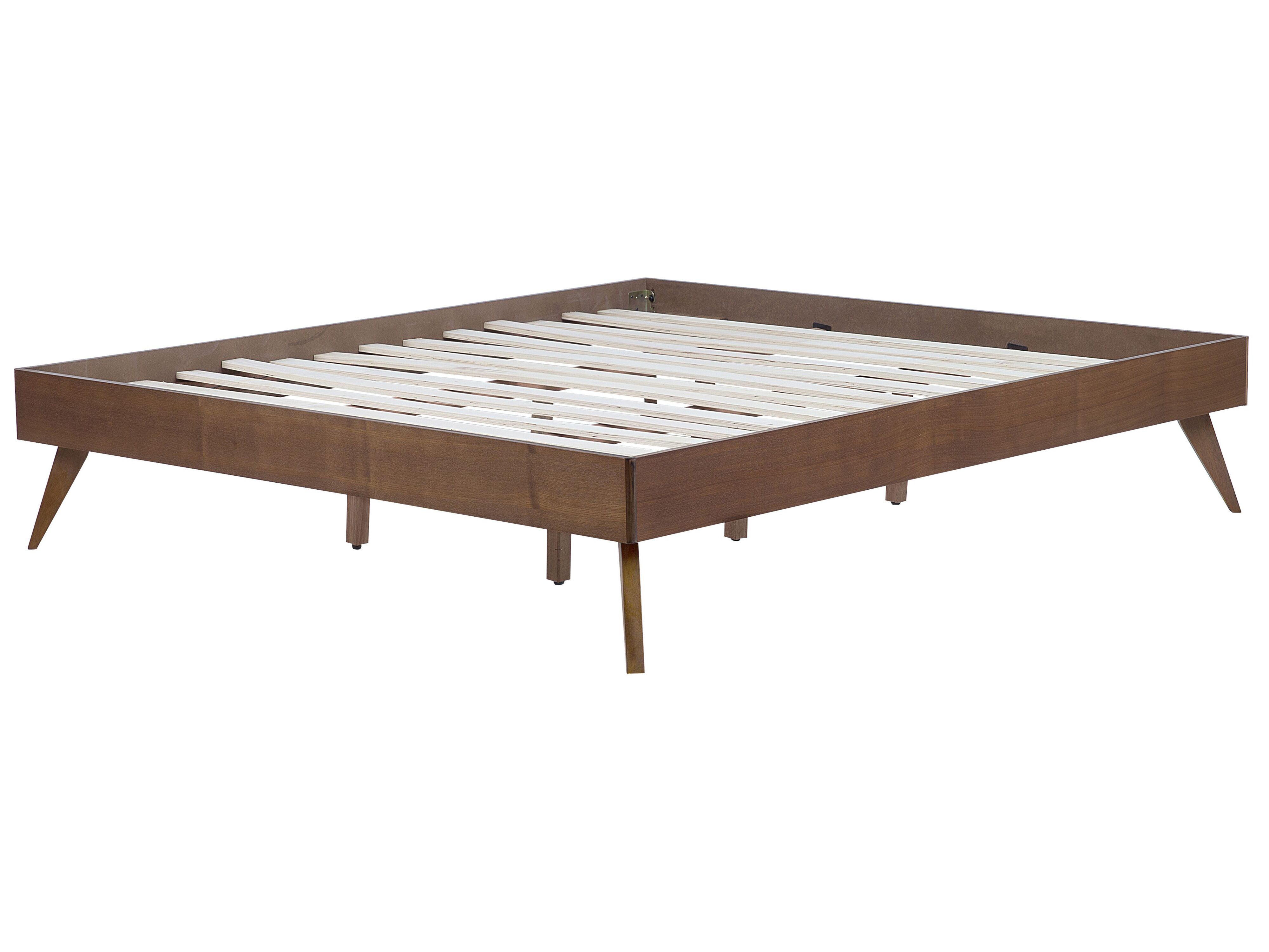 EU Super King Size Bed Dark Wood BERRIC Beliani.co.uk
