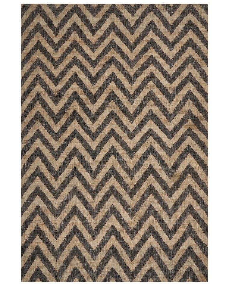 Teppich Jute beige / schwarz 200 x 300 cm ZickZack-Muster Kurzflor DEDEPINARI_887076