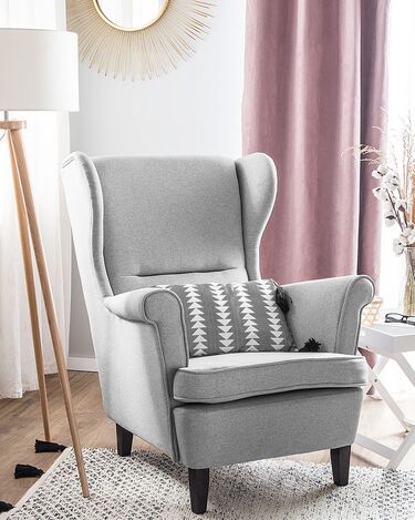 Fabric Wingback Chair Grey ABSON