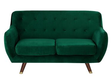 Soffa 2-sits sammet smaragdgrön BODO